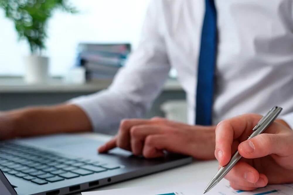 Person working on a laptop