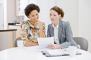 Women working at a desk